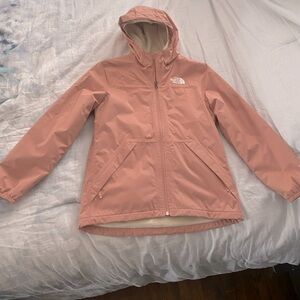 Girls large (14/16) The North Face light pink lined water resistant jacket